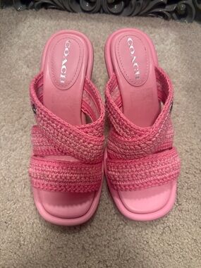 Coach Pink Woven Slide Mules